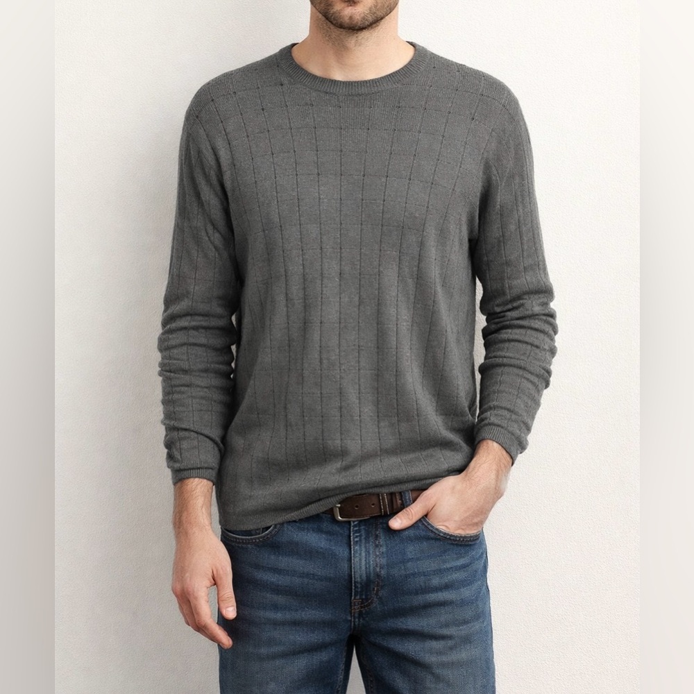 CLAIBORNE’S AXCESS Men’s Gray Pullover Sweater Vintage Sz L EUC